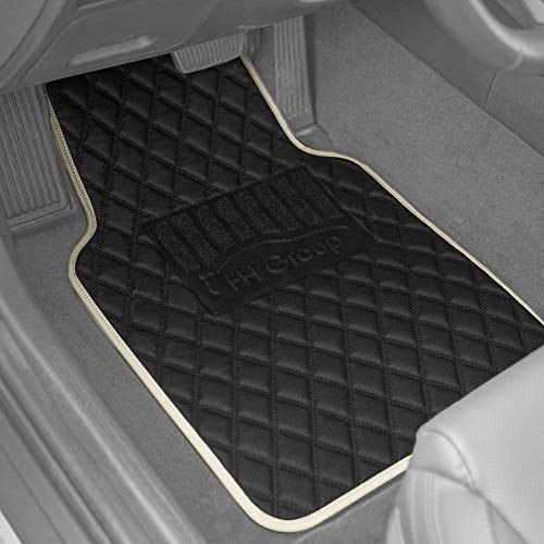 FH Group Floor Mats - Faux Leather Floor Mats for Cars, Universal Fit Automotive Floor Mats, All Purpose Car Floor Mats, PU Leather Protector Mat for Most Sedan, SUV, Truck Floor Mats Beige