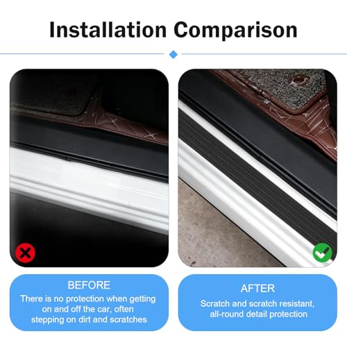 4PCS Car Door Sill Protector, PVC Anti-scratch Anti-slip Door Edge Protector, Self-adhesive Carbon Fiber Texture Exterior Accessories, for Most Cars (Black)