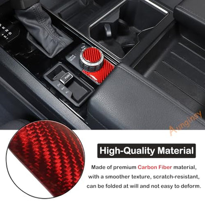 Aunginsy Drive Control Mode Trim Sticker Compatible with Tundra/Sequoia 2022-2025 Center Console Multimedia Control Knob Switch Button Cover Sound Volume Knob Decoration Carbon Fiber Accessories - size: Multimedia Knob Switch Circle Trim