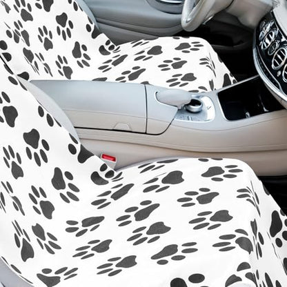 Hahafelt 2 Pack Car Seat Towel Covers with Storage Bag, 63 x 32 Inch Universal Non Slip Waterproof Sweat Protector for Car Truck, Gym Swimming Running, Machine Washable (Dog Footprints) - style: Dog Footprints