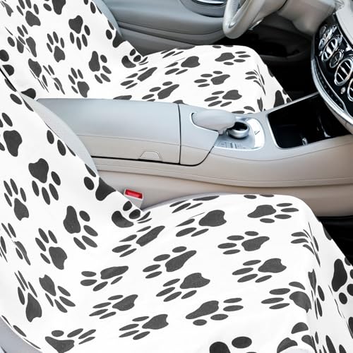 Hahafelt Car Seat Towel Covers with Storage Bag, 63 x 32 Inch Universal Non Slip Waterproof Sweat Protector for Car Truck, Gym Swimming Running, Machine Washable(2 Pack,Dog Footprints) - style: Dog Footprints