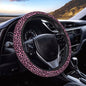 Retro Pink and Black Leopard Print Steering Wheel Cover for Women Men, Non-Slip Steering Wheel Protector Car Wheel Covers, Universal 15 Inch Fit for Auto, Suvs, Truck - color: Retro Pink And Black Leopard Print