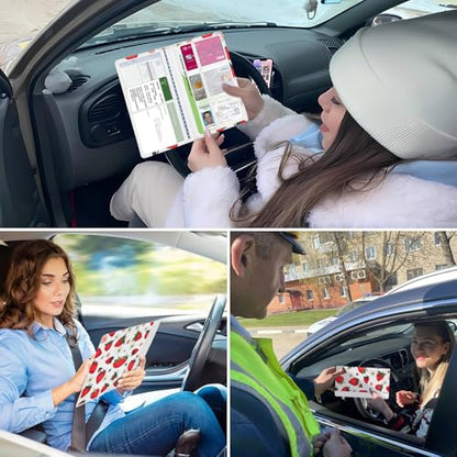 Car Registration and Insurance Holder, with Magnetic Closure for License, Cards and Documents, All Vehicle Needs and Car Accessories (Strawberry) - color: Strawberry