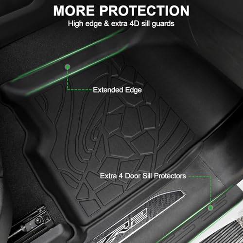 Floor Mats for 2019-2026 Chevy Silverado/GMC Sierra 1500 & 2020-2026 Silverado/Sierra 2500HD/3500HD, Crew Cab Bucket Seat Only (with Rear Underseat Storage Box), TPE All Weather Durable Mats - size: 2019-2026 | For Silverado/ Sierra with Storage