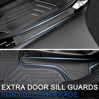 Floor Mats Set for 2021-2025 2026 Chevrolet Chevy Tahoe/GMC Yukon/Cadillac Escalade 7 Seat Bucket Seat Accessories, All Weather TPE Cargo Mat Liner Backrest Mat Door Sill Protectors - style: Floor Mats Set