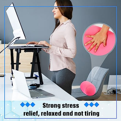 Geelin 2 Pcs Microbead Roll Pillow 11.8 x 6.3 Inch Soft Pillow Bolster Cylindrical Pillow Microbead Pillows for Sleeping Home Travel Neck Head Back Support Rest (Pink, Blue) - color: Pink, Blue