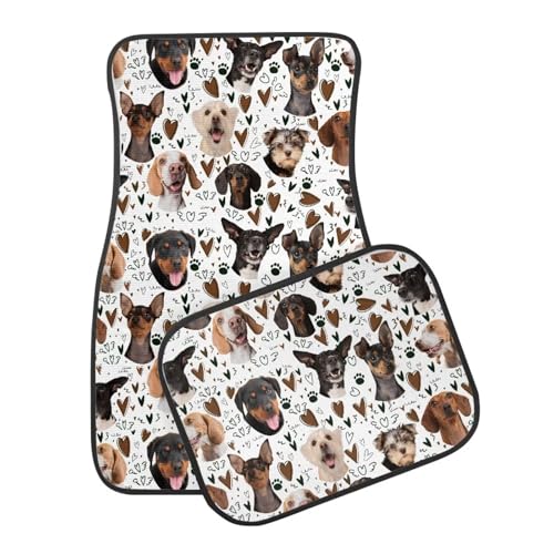 Dogs White Car Floor Mats Universal Auto Front Rear Floor Foot Mats Anti-Slip Car Mat Full Set of 4 Pieces Carpet - color: Dogs White