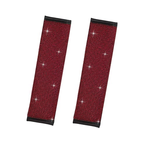 2PCS Bling Car Seat Belt Covers, Crystal Rhinestone Seatbelt Shoulder Pad for Women Girl, Diamonds Glitter Seat Belt Cushion, Universal Auto Interior Accessory for Car Truck SUV (Red) - color: Red