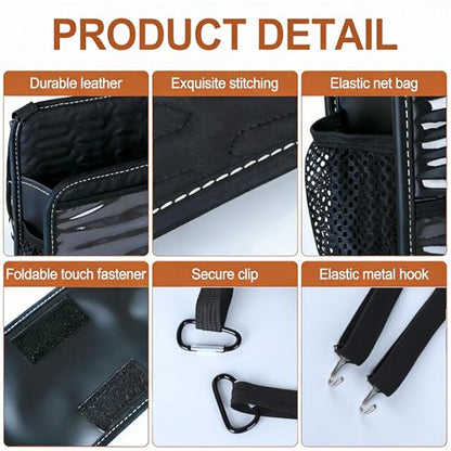 Car Purse Holder Between Seats, PU Leather Front Seat Storage Bag with Tissue Holder, Multi-Pocket Car Organizer with Touch Screen Phone Holder Cup Holders Mesh Pockets, Universal Fit for SUV Sedan