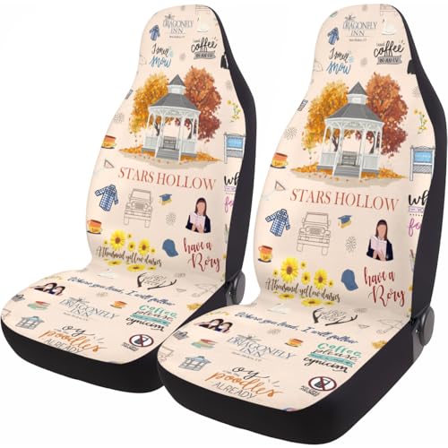 Bookish Coffee Car Seat Covers Set of 2, Horror Breathable Front Seat Covers for Truck Sedan SUV, Couple Car Accessories, Horror Gift for Women Men - color: Bookish Coffee-BX371