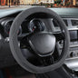Gray Suede D Shaped Steering Wheel Cover, Breathable Non-Slip Sweat-Proof Wear-Resistant No Pilling, Warm in Winter and Cool in Summer, Universal 15 inch - color: Gray, size: D Shape-M[14.5''-15'']