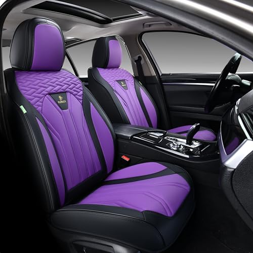 Seat Covers for Cars, Waterproof Front Seat Covers, Purple Car Seat Covers 2 Pack, Universal Driver Seat Protector for Most Cars Trucks SUV - color: Purple&Black, size: FrontPair