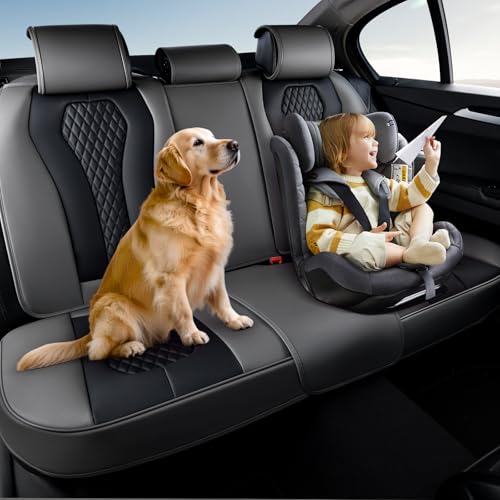 Coverado Car Seat Covers, Back Car Seat Cover, 3-Pieces Leather Seat Cover, Luxury Car Seat Cushion, Luxury Seat Cover Seat Protector Universal Most Cars Trucks SUV - color: Gray/Black
