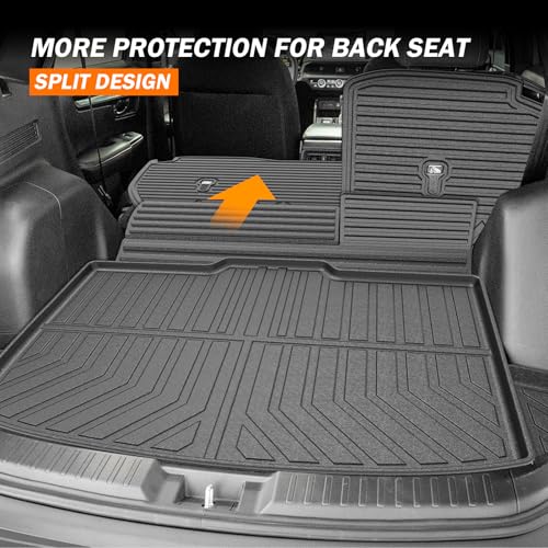 KUST Floor Mats Cargo Mat Set for Honda CR-V 2023-2025 2026 (Not for Hybrid), All Weather Cargo Trunk Liner Backrest Mat for CRV Accessories TPE Rubber Raised Edge (for Cargo in Lower Deck Position) - style: For │ CR-V 2023-2026 │ Full Set