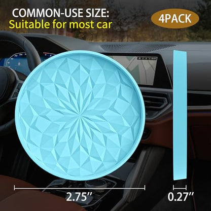 Car Coasters for Cup Holders [4 Pack] - 2.75In Silicone Auto Mug Mats - Universal Non-Slip Recessed Car Interior AccessoriesSky Blue - color: 4pack-sky Blue