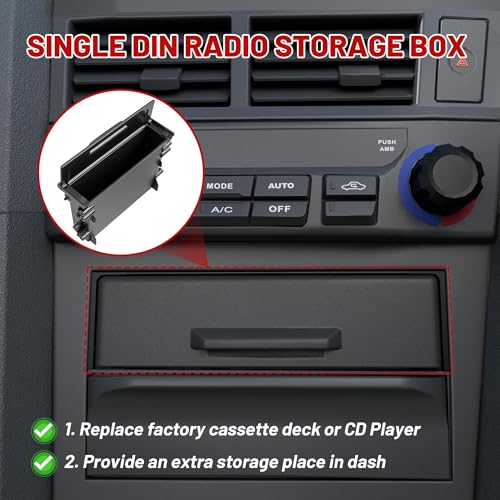 RED WOLF Car Stereo Radio Storage Box for Toyota, Single DIN Storage Pocket Stereo Blanking Plate Holder Drawer Kit Universal for Toyota Vehicles