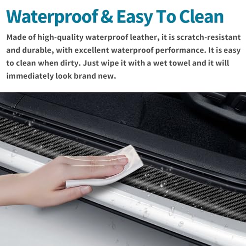 Door Sill Protector, Carbon Fiber Texture Waterproof Scratch Resistant Car Door Protector, Enhances Vehicle Aesthetics, Car Door Sills and Car Trim, Universal Fit for All Vehicle Models (10PCS)