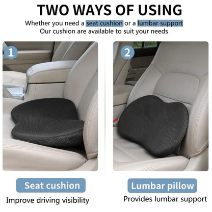 Car Seat Cushion, Memory Foam Seat Pad for Sciatica and Lower Back Pain Relief, Seat Cushion for Car Seat Driver (Black) - color: Black