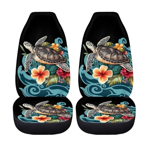 Hawaii Floral Turtle Car Seat Cover Front Seats Only,Decorative Driver Seat Cover All Weather Automotive Seat Cushion Covers Universal Fit for SUV Truck Sedan - color: Hawaii Floral Turtle
