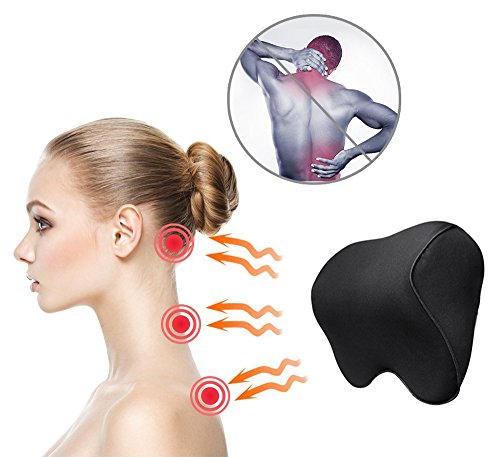 Tektrum Orthopedic Entire Back Support Full Lumbar Cushion for Car & Headrest Neck Pillow Kit - Ergonomic Thick 3D Design Fit Body Curve - Back, Neck Pain Relief, Improve Posture -Black (012011-A)