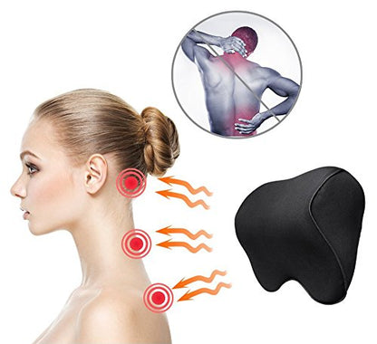 Tektrum Orthopedic Entire Back Support Full Lumbar Cushion for Car & Headrest Neck Pillow Kit - Ergonomic Thick 3D Design Fit Body Curve - Back, Neck Pain Relief, Improve Posture -Black (012011-A)