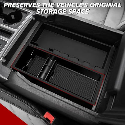 VaultsOnWheels Center Console Organizer Compatible with 2015-2025 2026 Ford F150 F-150 Accessories Armrest Middle Console Divider Storage Box Divider Insert Organizer(Bucket Seats ONLY)