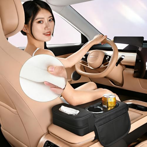 Upgrade Multifunctional Car Armrest Cushion,Center Console Cover with 2 Cup Holder,Arm Rest Cover for Car,Car Armrest Storage Box, Car Accessories Center Console Organizers for Most Cars - style: Style B