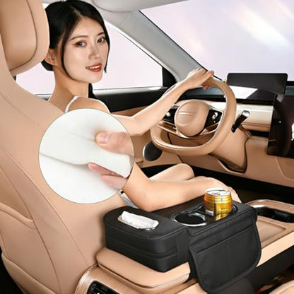 Upgrade Multifunctional Car Armrest Cushion,Center Console Cover with 2 Cup Holder,Arm Rest Cover for Car,Car Armrest Storage Box, Car Accessories Center Console Organizers for Most Cars - style: Style B