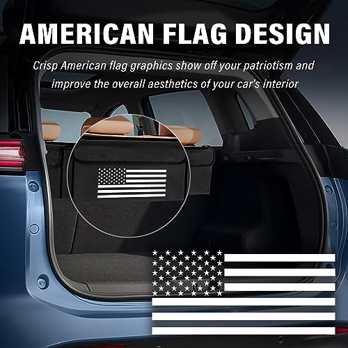 Turcee Car Trunk Organizer,Large Capacity Car Storage Organizer with US Flag Design,Hanging Foldable Car Organizers and Storage Car Interior Accessories (Black) - color: Black
