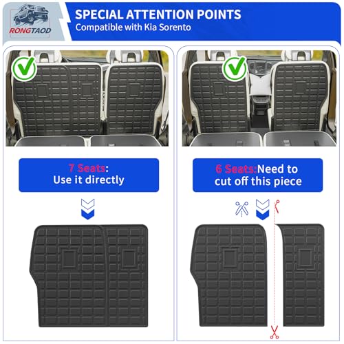 Rongtaod Trunk Mat Compatible with 2021-2025 2026 Kia Sorento 6&7 Seats Cargo Mat Cargo Liner Trunk Liner Back Seat Cover Kick Mat 2024 Sorento Accessories (Trunk Mat+2nd&3rd Row Backrest Mats) - color: 2nd&3rd Row Backrest Mat+Trunk Mat
