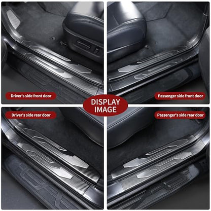 10 Pcs Car Door Sill Protector for 2016-2023 Toyota Tacoma Double & Crew Cab - Premium Stainless Steel & ABS Plastic Door Entry Guards for Tacoma - Easy Install, Scratch Resistant, Waterproof