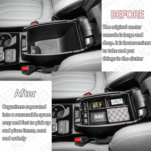 Center Console Organizer Compatible with Ford Escape 2020-2026/Bronco Sport 2021-2025 Accessories, Insert Armrest Box Secondary Storage Tray Black ABS Materials (Not for U725 2-Door)