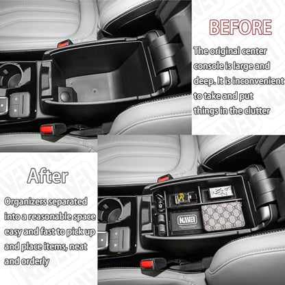 Center Console Organizer Compatible with Ford Escape 2020-2026/Bronco Sport 2021-2025 Accessories, Insert Armrest Box Secondary Storage Tray Black ABS Materials (Not for U725 2-Door)