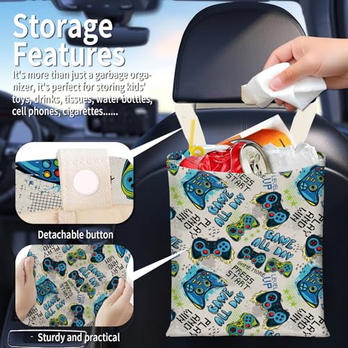 Hanging Car Garbage Bag, Cute Car Trash Can Bag, Automotive Accessories for Women Men Retro Arcade Game Print - color: Retro Arcade Game Print