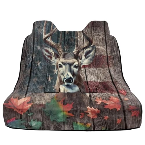 Deer American Flag Print Towel Cloth Seat Covers for Cars Rear Bench Car Seat Cover, Maple Leaves Design Universal Fit Seats Protectors for Gym Workout, Hiking, Running, Beach Sports - color: Deer American Flag Maple Leaves