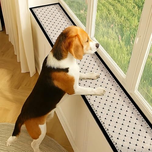 Window Sill Mat, Narrow Adjustable & Waterproof Window Cover, Absorbent Non-Slip Protector Pad, Cut-to-Size Windowsill Mat for Bay Window, Balcony, Kitchen Countertop (D, 39''x4'')