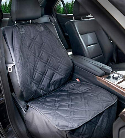 Bulldogology Front Car Seat Covers for Dogs - Heavy Duty Seat Cover for Cars, Trucks, Vans, and SUVs - 100% Waterproof Front Seat Cover - Passenger Car Seat Cover for Front Seat (Black)