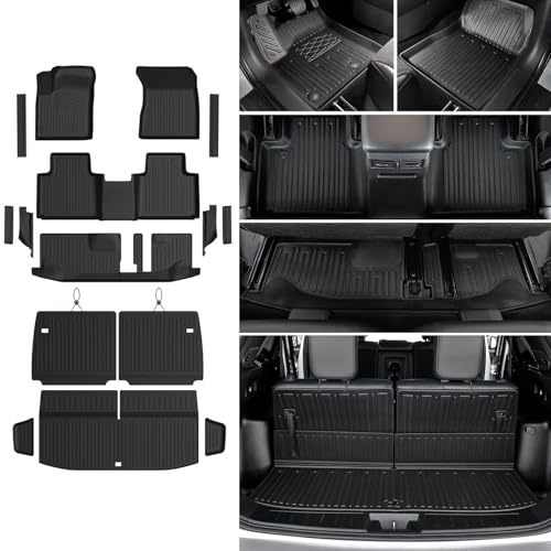 Floor Mats Cargo Mat Set for 2022-2025 2026 Mitsubishi Outlander (Not Fit Sport or PHEV), All Weather TPE Backrest Mat Trunk Mat Cargo Liner Accessories(Floor Mats+Backrest Mats+Cargo Mat)
