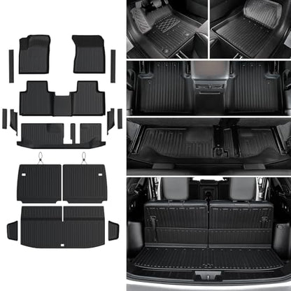 Floor Mats Cargo Mat Set for 2022-2025 2026 Mitsubishi Outlander (Not Fit Sport or PHEV), All Weather TPE Backrest Mat Trunk Mat Cargo Liner Accessories(Floor Mats+Backrest Mats+Cargo Mat)