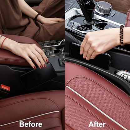 Car Seat Gap Filler, 2 PCS No Drop Seat Guard Drop Seat Gap Fillers Between Seat and Console Stop Things from Dropping Phone and Key Storage (Black) - color: Black
