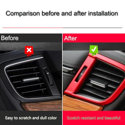 XITER 3pcs Central Front Side Air Condition Vent Outlet Trims for Honda CRV 2017 2018 2019 2020 2021 2022,Red - color: Red, size: 3PCS Air Vent Cover