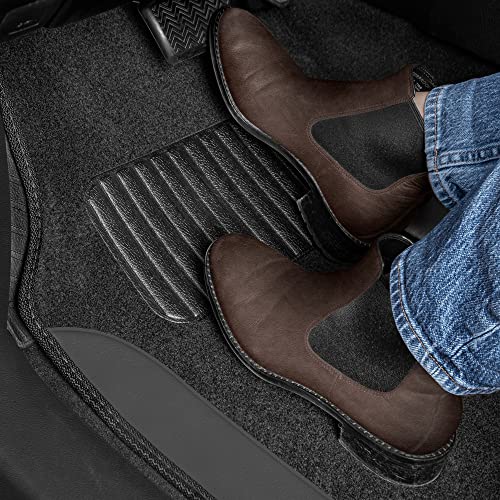BDK carXS Forza Series Light Gray Seat Covers Full Set Combo with Car Floor Mats - Front and Rear Bench Seat Cover & Floor Mat Protector Set, Interior Covers for Auto Truck Van SUV