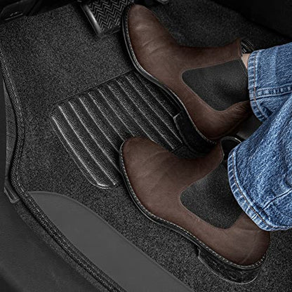 PU Leather Car Seat Covers w/Two-Tone Carpet/Vinyl Trim Car Floor Mats – Front and Back Split Bench Seat Covers, Steering Wheel Cover, Floor Mats for Cars Trucks Vans and SUVs (Black/Gray) - color: Charcoal