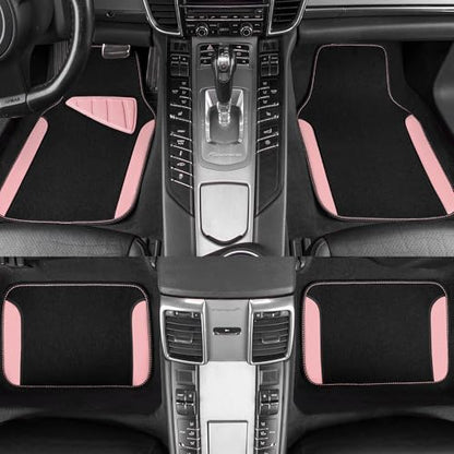 CAR PASS Waterproof Universal Fit Car Floor Mats, Car Mats Fit for SUV,Vans,sedans, Trucks,Set of 4pcs Car Carpet with Driver Heel Pad (Light Pink) - color: Light pink