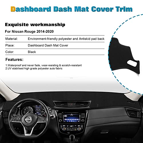 x xotic tech Center Console Dashboard Mat Pre-Cut Non-Slip Sunshield Sun Glare Protector Dash Carpet Pad Black Cover Compatible with Nissan Rogue 2014-2020 - color: Compatible with Nissan Rogue 2014-2020