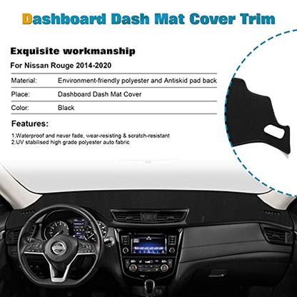 x xotic tech Center Console Dashboard Mat Pre-Cut Non-Slip Sunshield Sun Glare Protector Dash Carpet Pad Black Cover Compatible with Nissan Rogue 2014-2020 - color: Compatible with Nissan Rogue 2014-2020