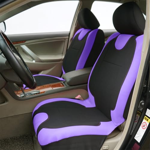 9PCS Car Seat Covers Full Set, Polyester Washable Vehicle 5-Seats Protectors with Headrest Cover, Comfortable Automobile Seat Interior Protection, Universal for Sedan Truck SUV (Purple)