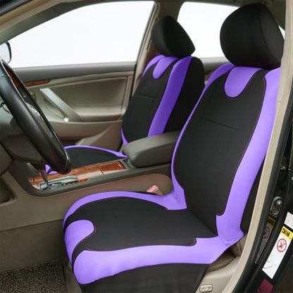 9PCS Car Seat Covers Full Set, Polyester Washable Vehicle 5-Seats Protectors with Headrest Cover, Comfortable Automobile Seat Interior Protection, Universal for Sedan Truck SUV (Purple)