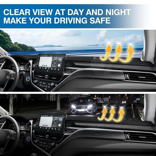 KUST Black Dash Cover for Toyota Camry 2018-2022 2023 2024 (L, LE, SE, XLE, XSE, XLE V6, XSE V6) (Without HUD) Polyester Dashboard Cover Non-Slip Interior Accessories for Camry No Glare - size: For Camry 18-24
