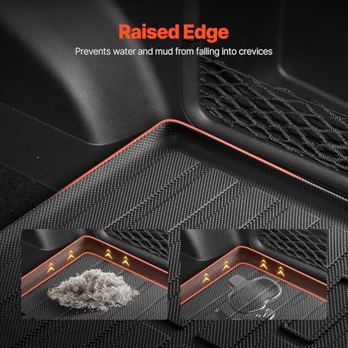 VEVOR Cargo Mats Compatible with 2016-2022 & 2023-2024 Honda Pilot, Custom Fit TPE Cargo Liner Set for SUVs, Trunk and Back Seat Protector Replacement, Black, Trunk Mat and Backrest Mats - style: Honda Pilot 2016-2024